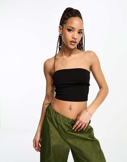 Middelen Afstoten omdraaien Monki strapless top in black | ASOS