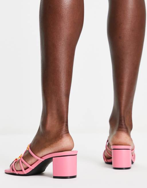 Monki strappy heeled with butterflies in pink | ASOS