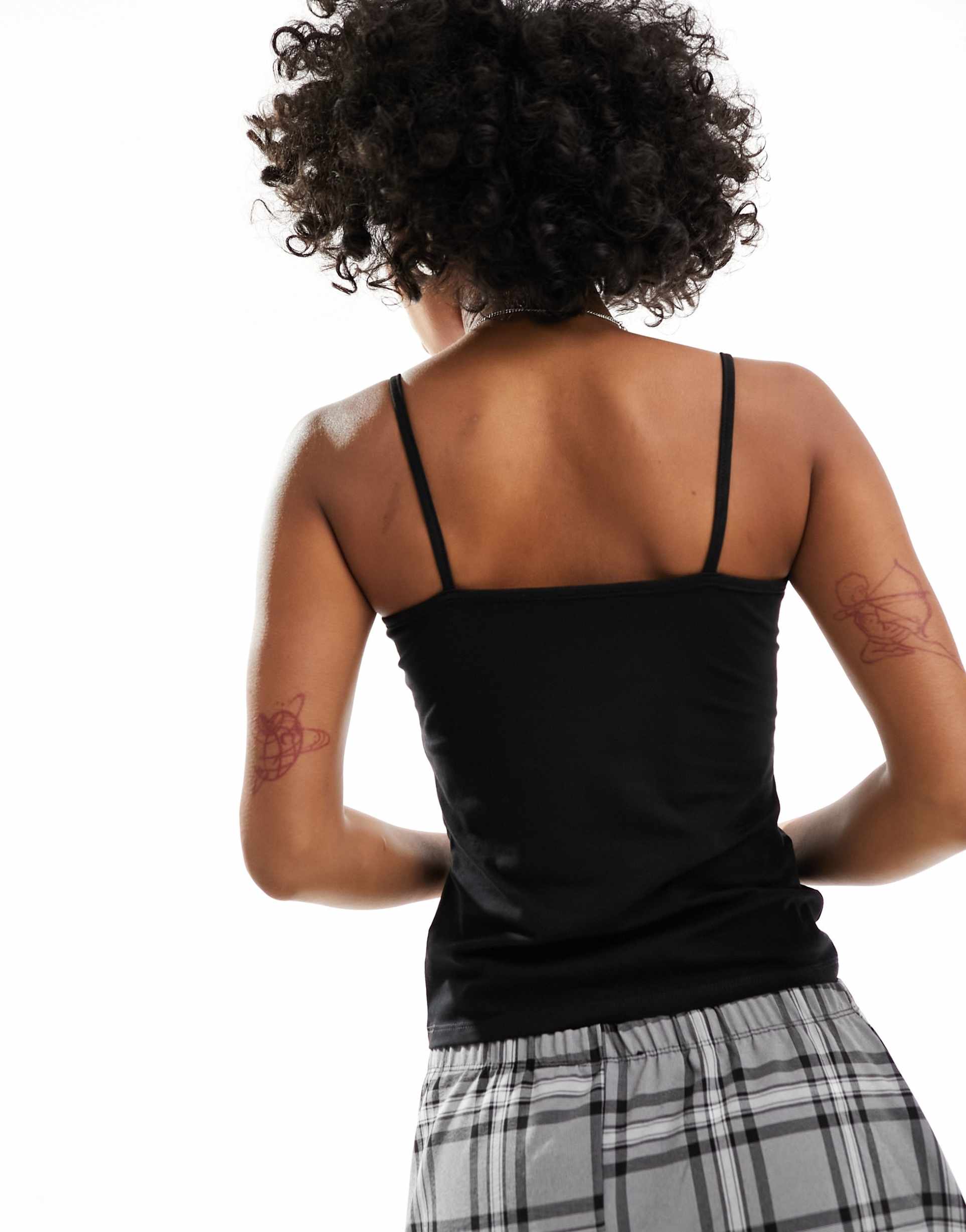 monki strappy tank top in black