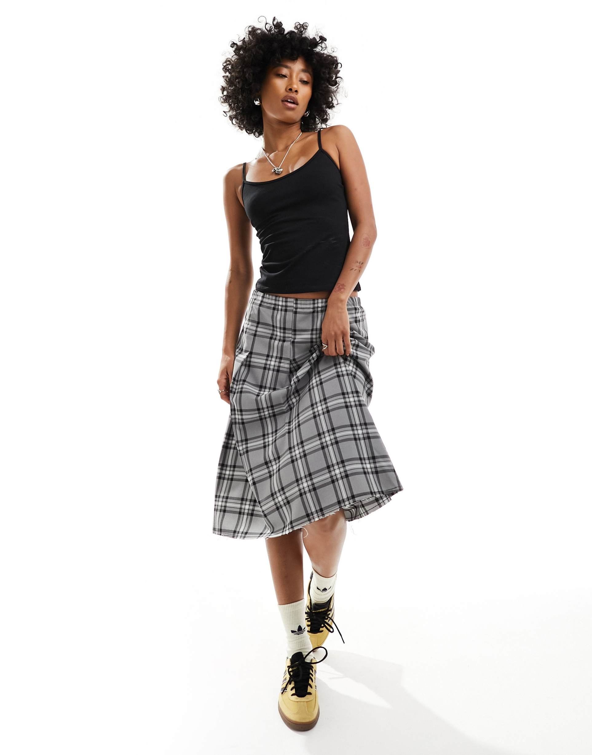 monki strappy tank top in black