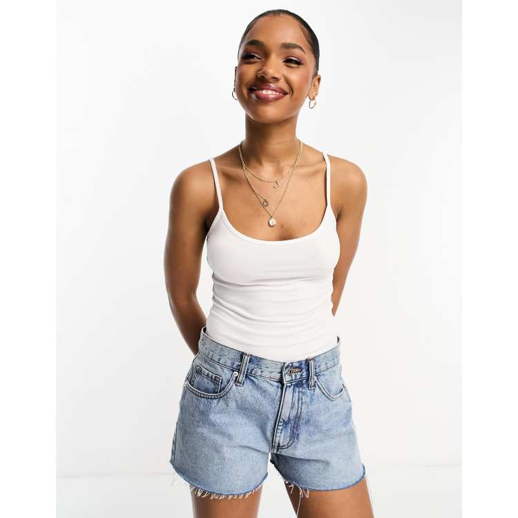 Monki strappy tank top in white