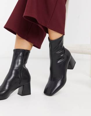 black stretch ankle boots