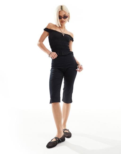 Black cropped capri clearance pants