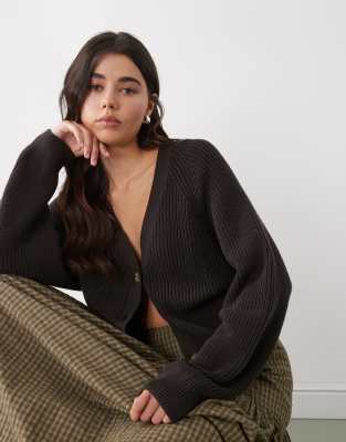 Monki - Strickjacke in Anthrazit-Grau