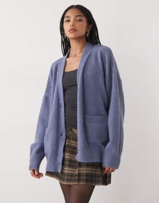 Monki - Strickjacke in Blau mit Reißverschluss