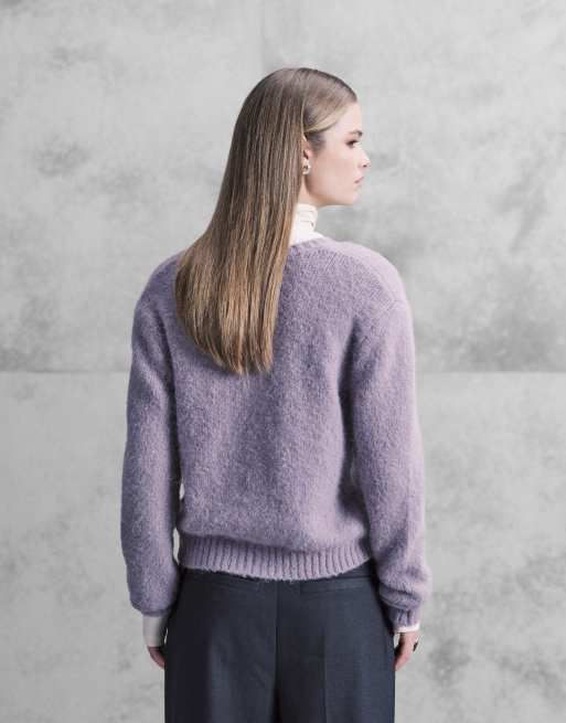 Monki – Strickjacke mit Knopfleiste vorn in Lila , 4 von 4