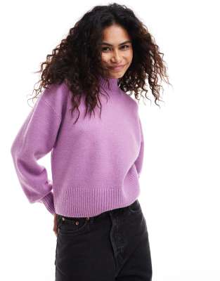 Monki - Strickpullover in Flieder mit Stehkragen-Lila