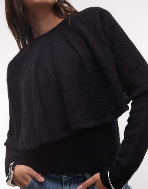 Monki strikket kappe-cardigan i sort, 3 af 4