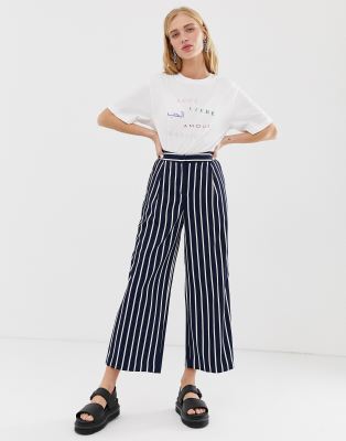 striped cropped trousers