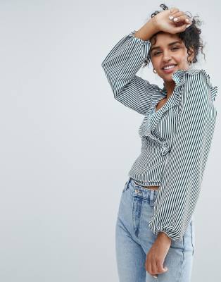 ruffle wrap blouse