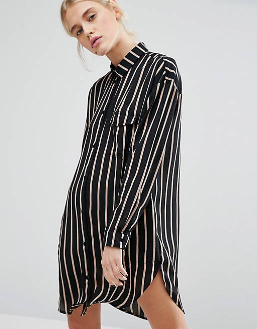 Monki Stripe Shirt Dress