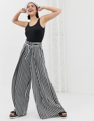 striped wide pants