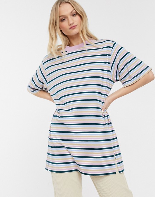 Monki striped oversized t-shirt dress in multi