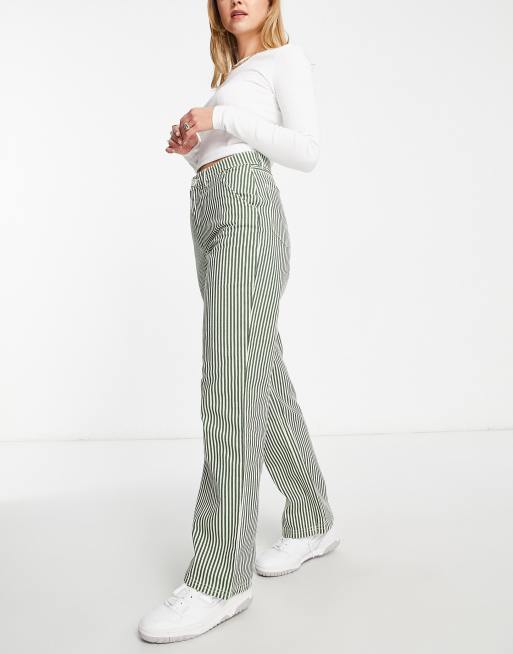 Monki super soft wide leg pants in light green