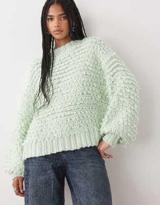 Monki - Strukturierter Oversize-Strickpullover in Mintgrün