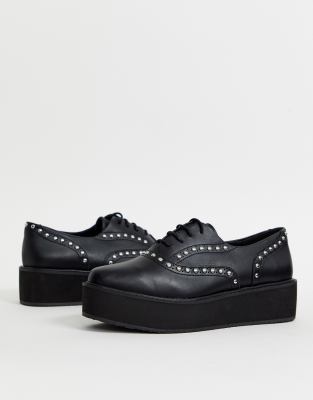 Monki studded platform brogues-Black