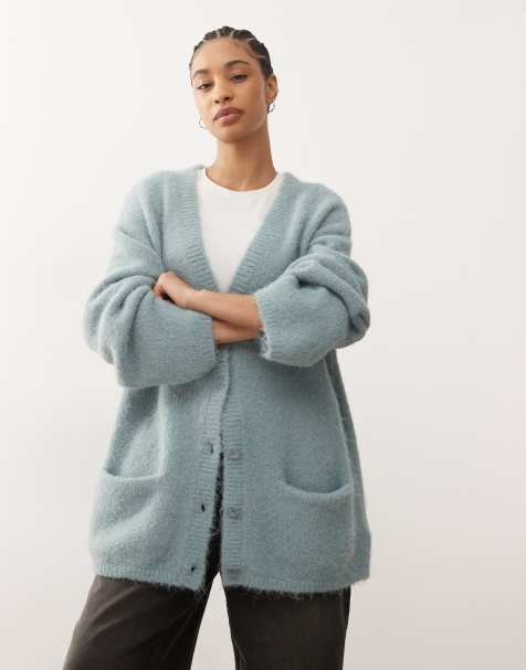 Monki - Støvet blå oversized cardigan - view 1