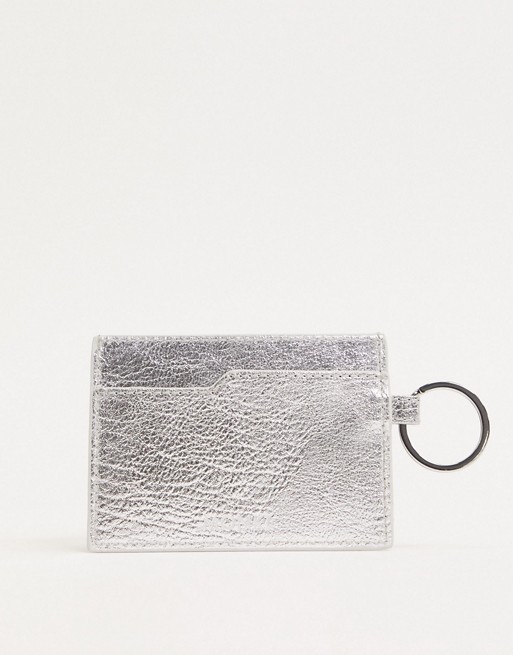 Monki Sue card holder in metallic silver