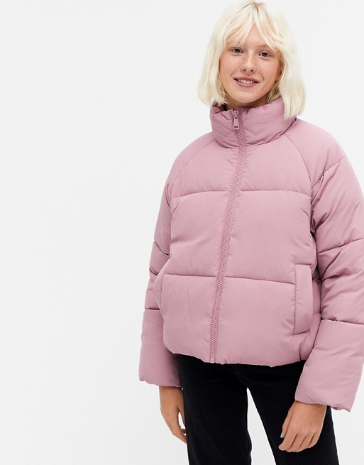 Monki Sue short padded jacket in pink