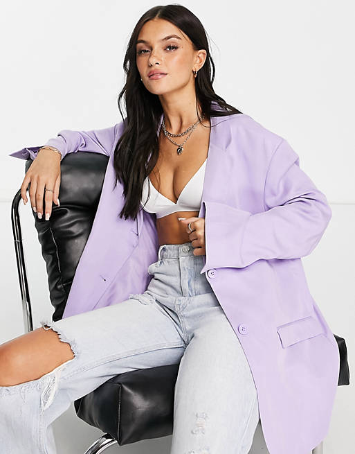 Women Monki suit blazer co-ord in lilac 