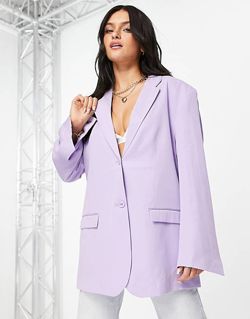 Women Monki suit blazer co-ord in lilac 