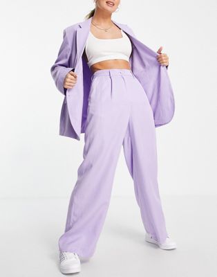 Monki suit wide leg trouser co-ord in lilac