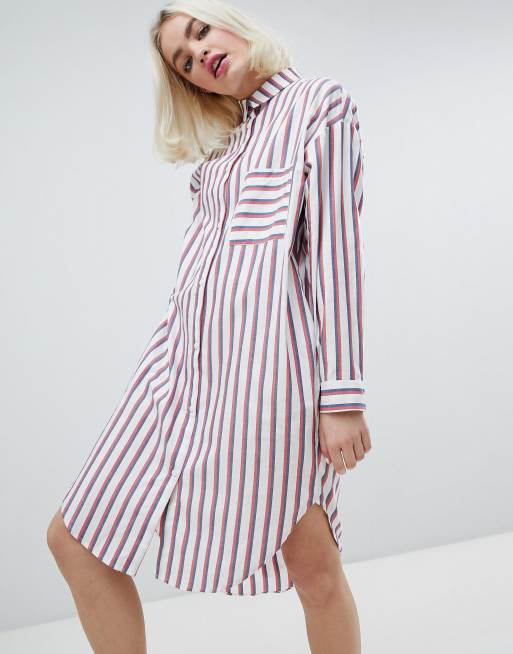 Monki – Sukienka koszulowa oversize w paski