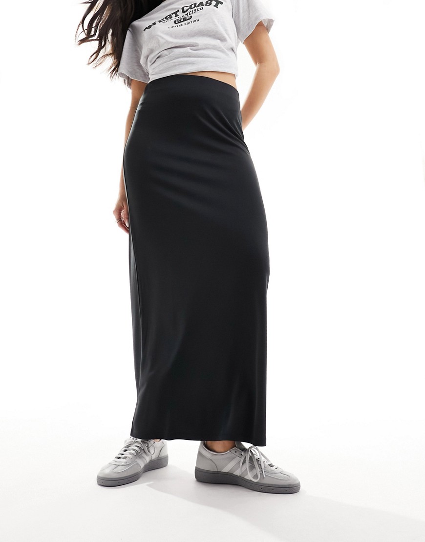 Monki Super Soft Maxi Skirt In Black