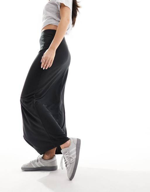 Monki super soft maxi skirt in black | ASOS