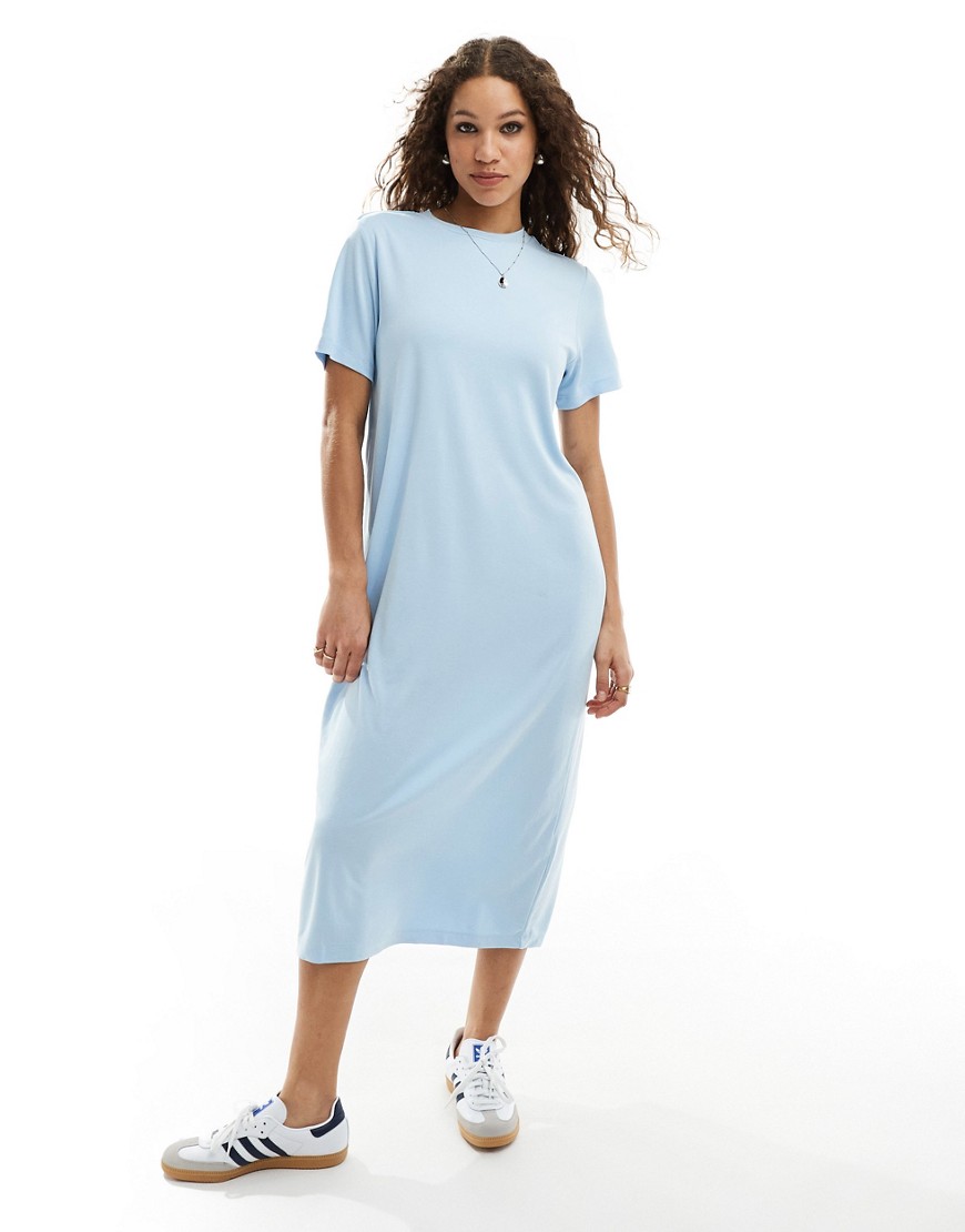 Monki super soft maxi t-shirt dress in light blue