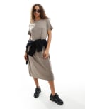 [Monki] Monki super soft maxi t-shirt dress in mole-Brown XS BROWN