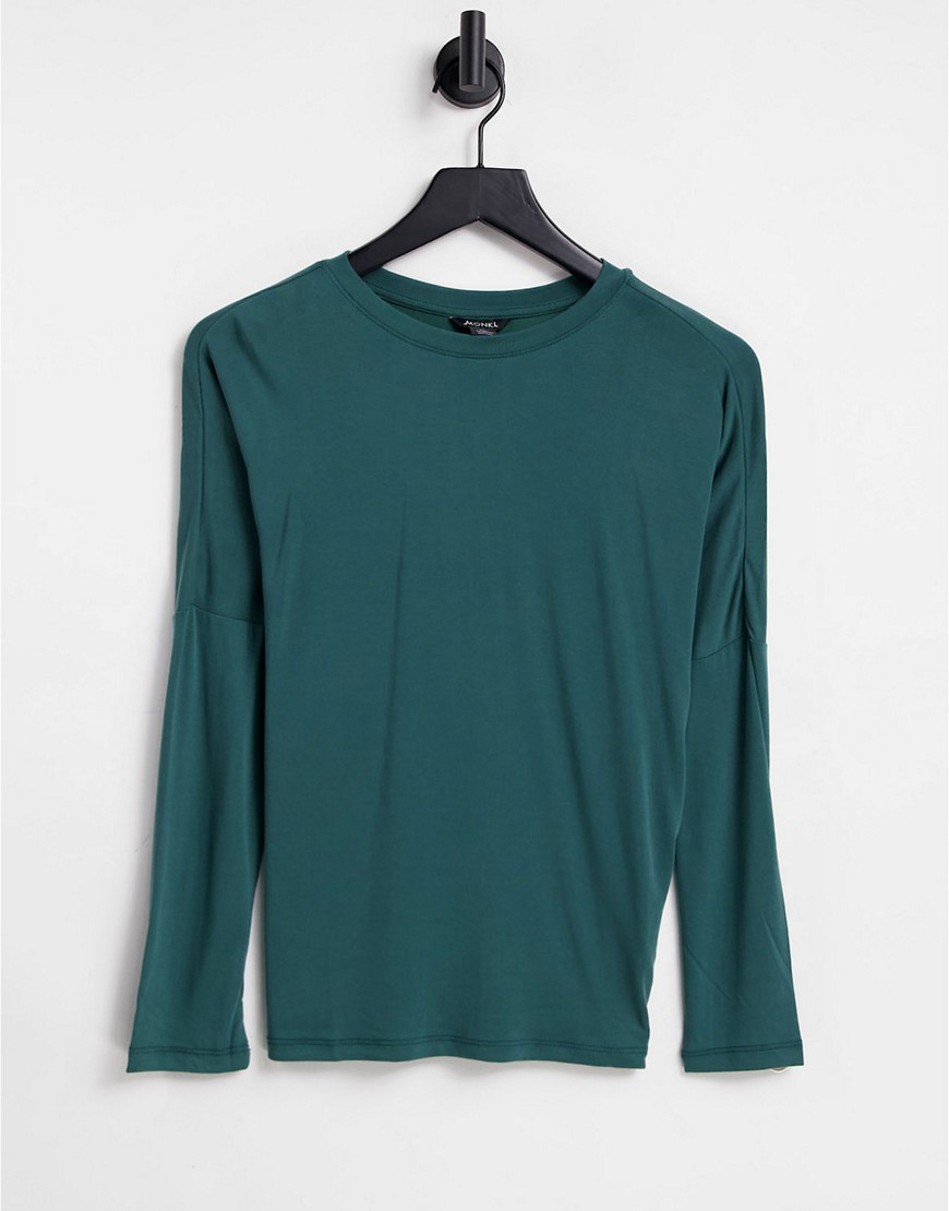 Monki super soft oversize top in dark green