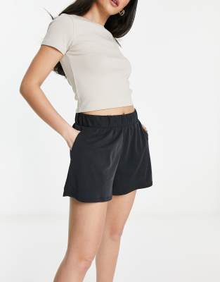 Monki Super Soft Pull-on Shorts In Black