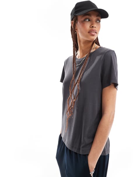 Monki super soft t-shirt in charcoal black - view 1