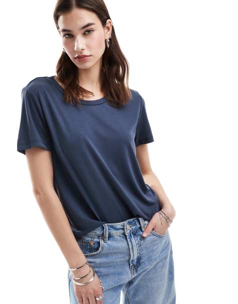 Monki super soft t-shirt in dark blue - view 1