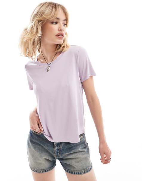 Monki super soft t-shirt in lilac - view 1
