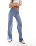 [Monki] Monki super soft wide leg pants in dusty blue XL Blue