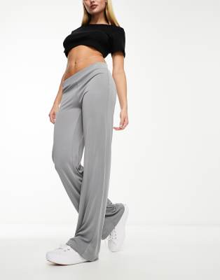 Monki tailored trousers in grey herringbone