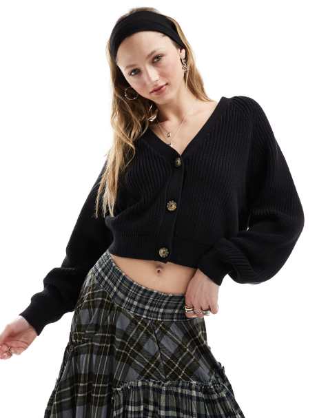 Monki – Svart stickad kofta - view 1