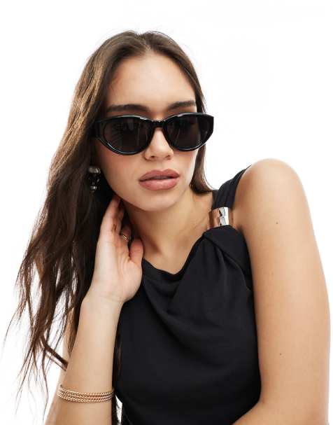 Monki – Svarta, ovala solglasögon i cateye-modell - view 1