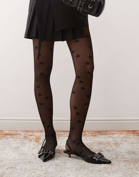 Monki – Svarta tights med stjärnmönster - view 1