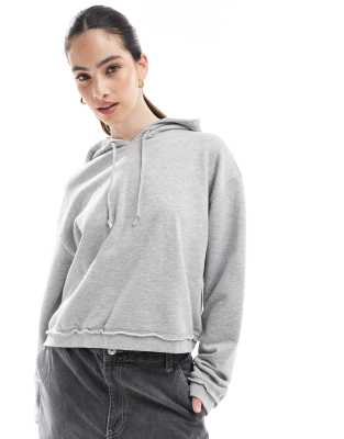 Monki - Sweat à capuche en tissu éponge - Gris clair