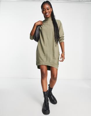 Monki sweat dress in khaki