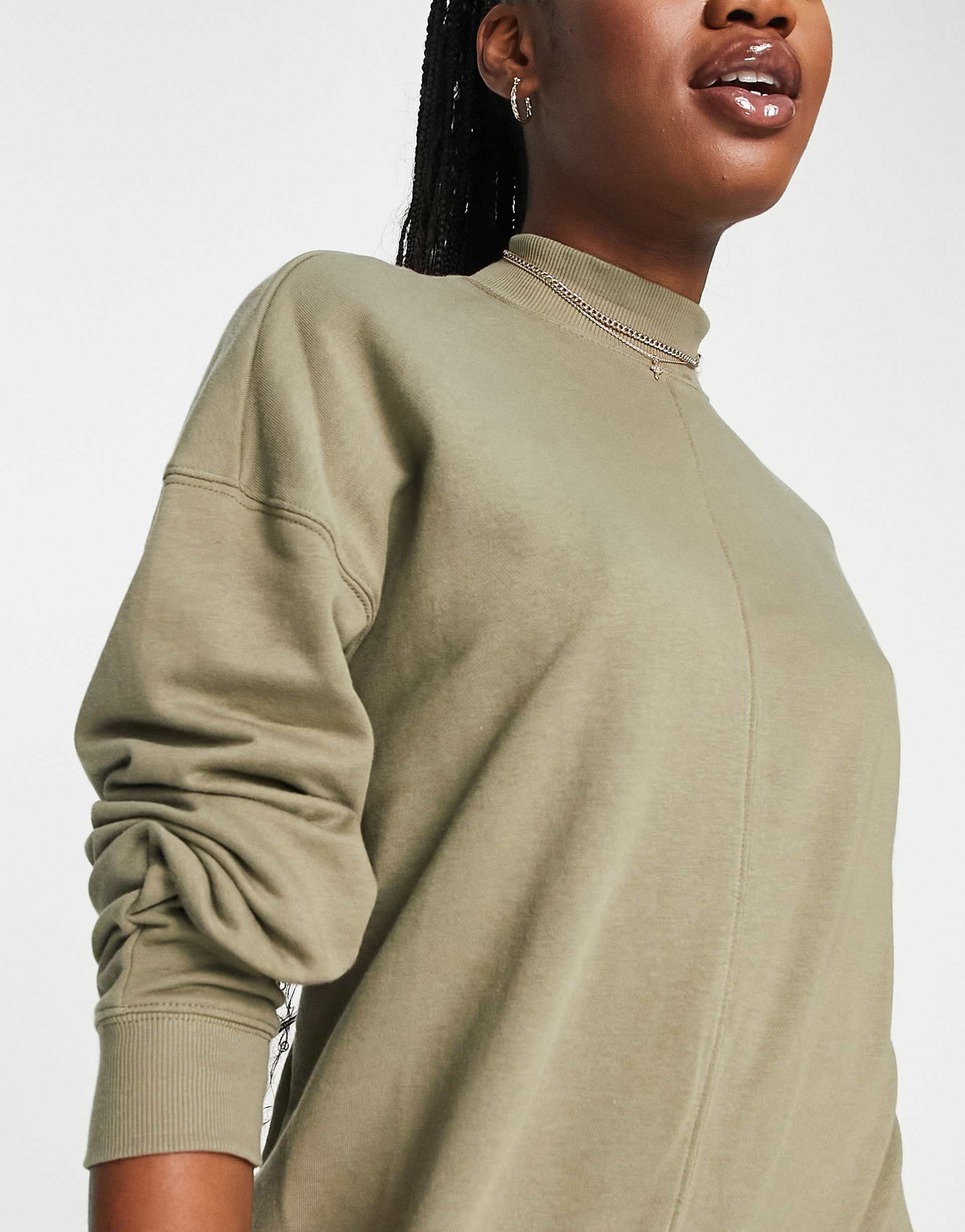 monki sweat dress in khaki