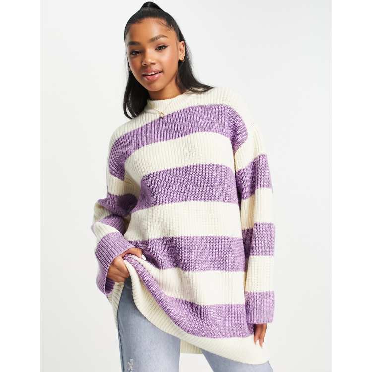 Monki sweater in purple stripe - PURPLE