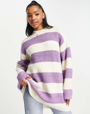 Onderdompeling regiment binnenplaats Monki sweater in purple stripe - PURPLE | ASOS