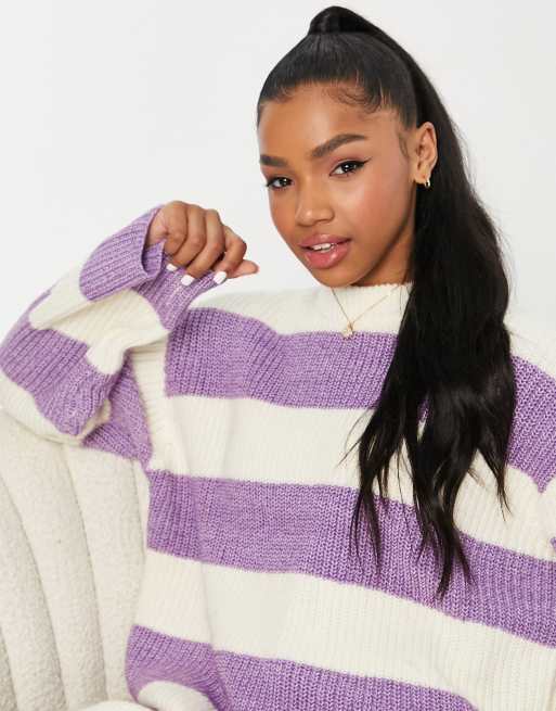 Monki sweater in purple stripe - PURPLE