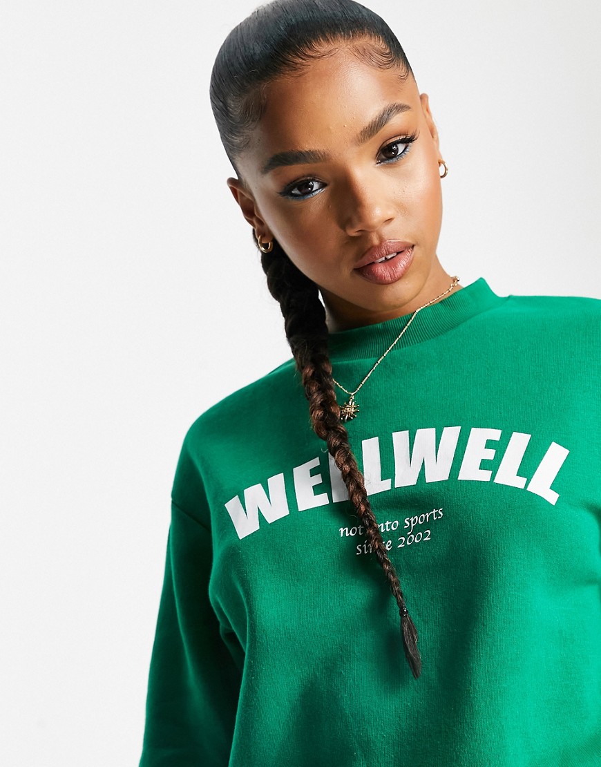 voks Stedord sweater Monki Sweatshirt With Logo In Green - Part Of A Set | ModeSens
