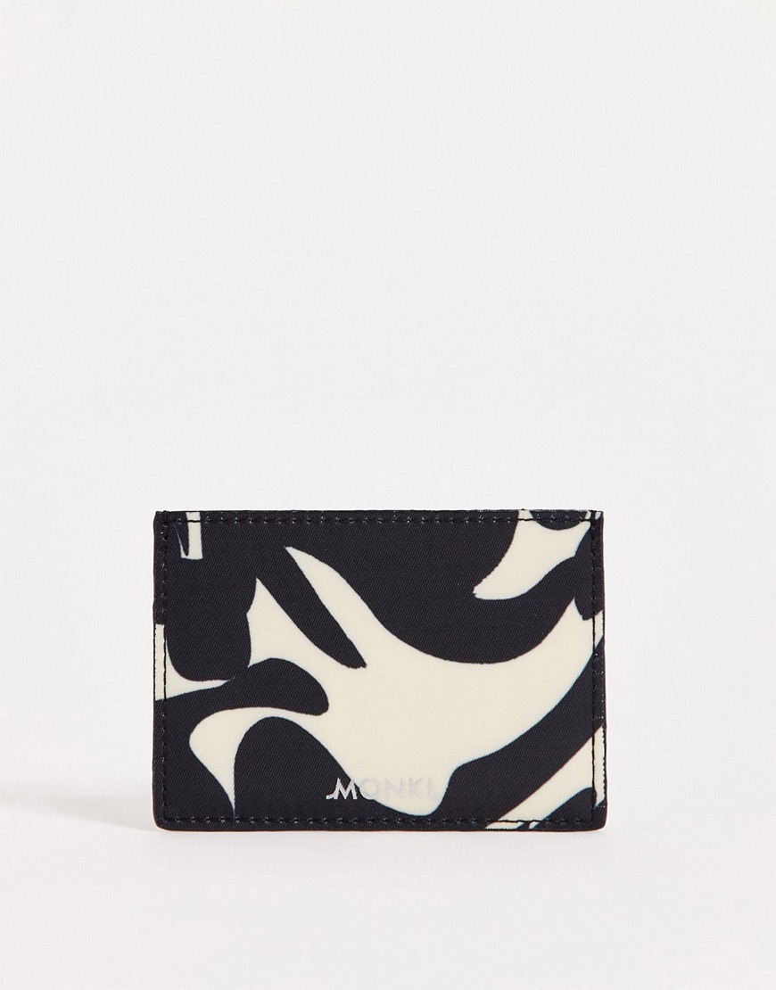 Monki swirl print card case in black