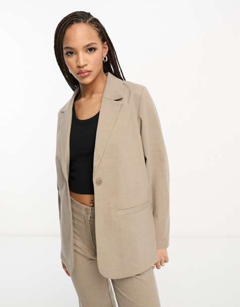 Monki co-ord blazer in taupe melange